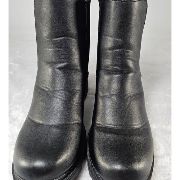 Wild Diva Faux Leather Chunky Lug Sole Block Heel Combat Booties-Black-SZ 7.5 - Picture 1 of 7